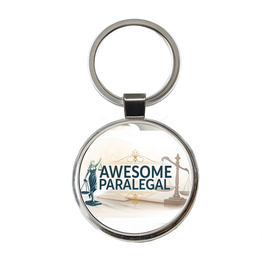 Awesome Paralegal Scales of Justice Inspirational Round Metal Keychain