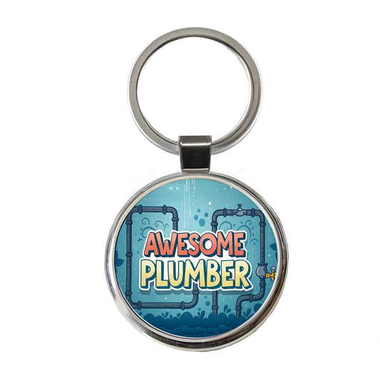 Awesome Plumber Inspirational Round Metal Keychain