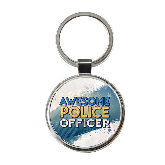 Awesome Police Officer Inspirational Round Metal Keychain