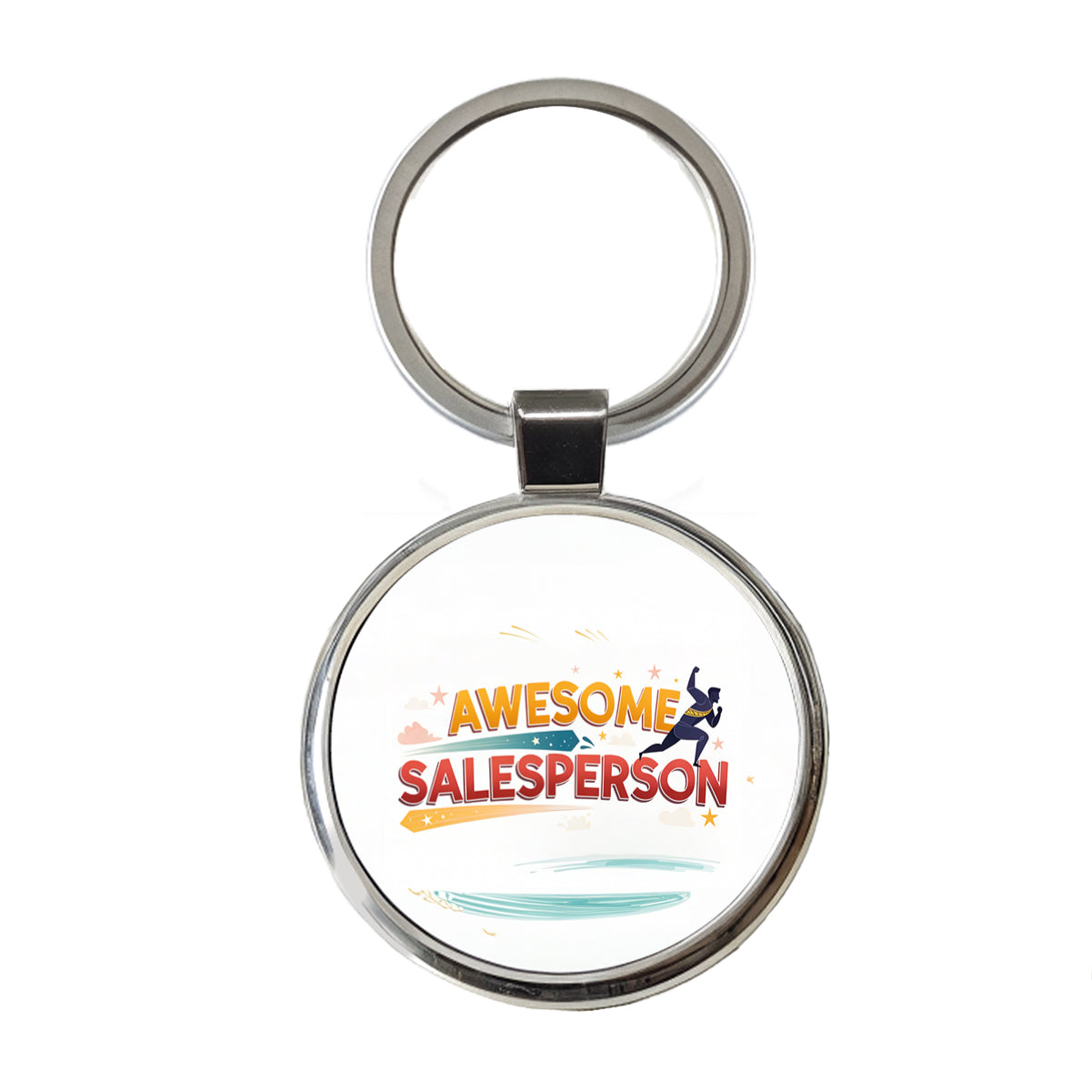 Awesome Salesperson Inspirational Superhero Round Metal Keychain