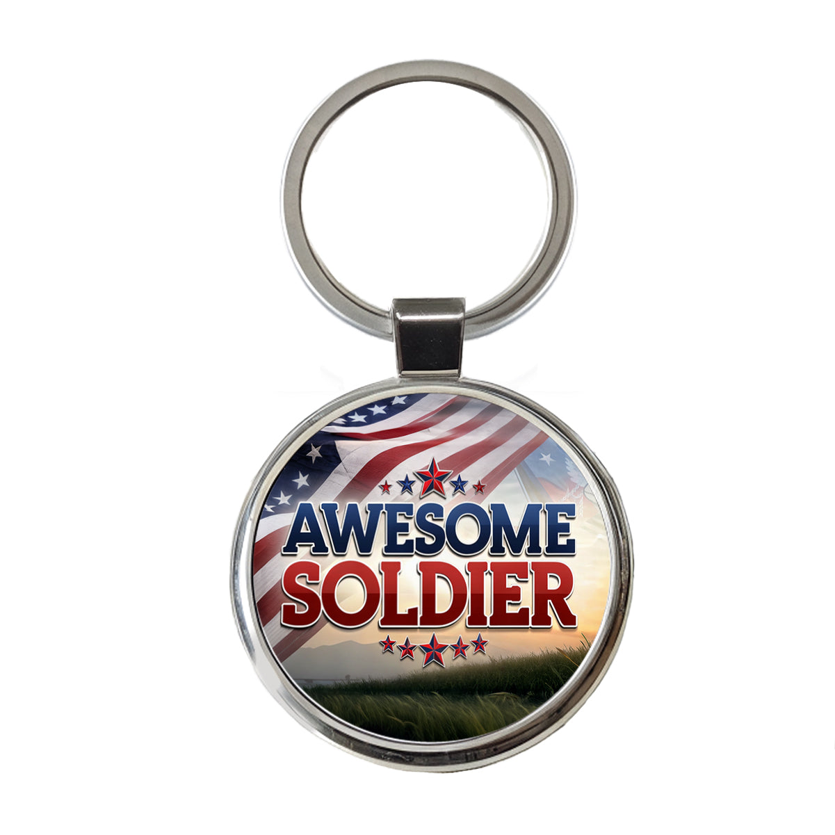 Awesome Soldier Patriotic Military Inspirational Round Metal Keychain