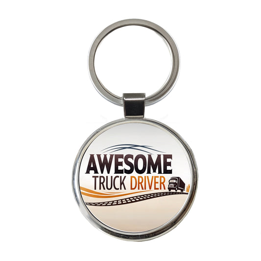 Awesome Truck Driver Inspirational Round Metal Keychain