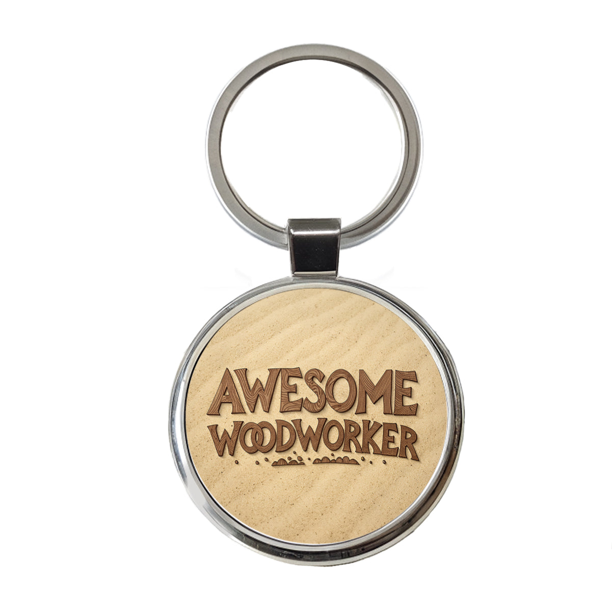 Awesome Woodworker Inspirational Carpenter Round Metal Keychain