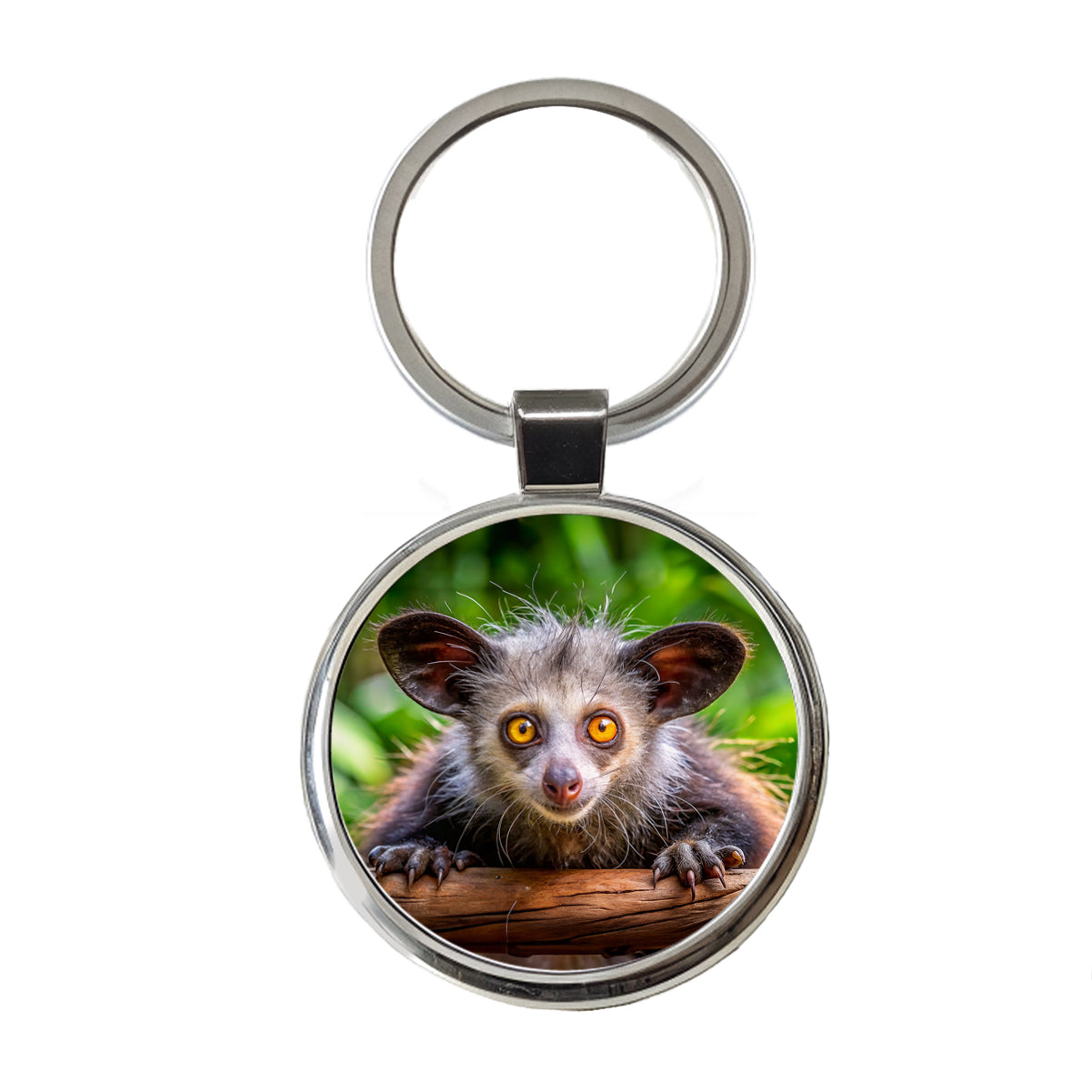 Aye Aye Long Fingered Lemur Round Metal Keychain