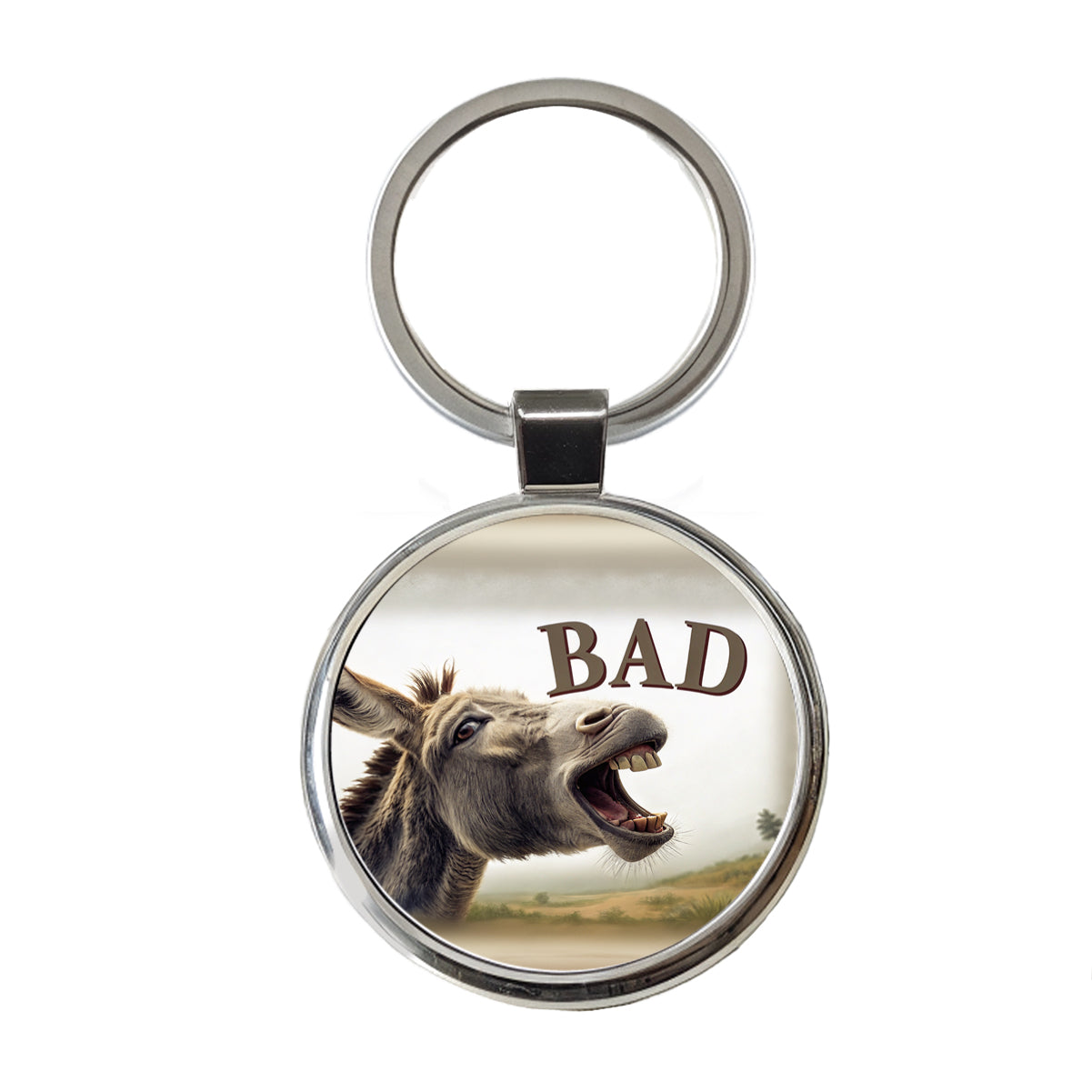 Bad Donkey Funny Round Metal Keychain