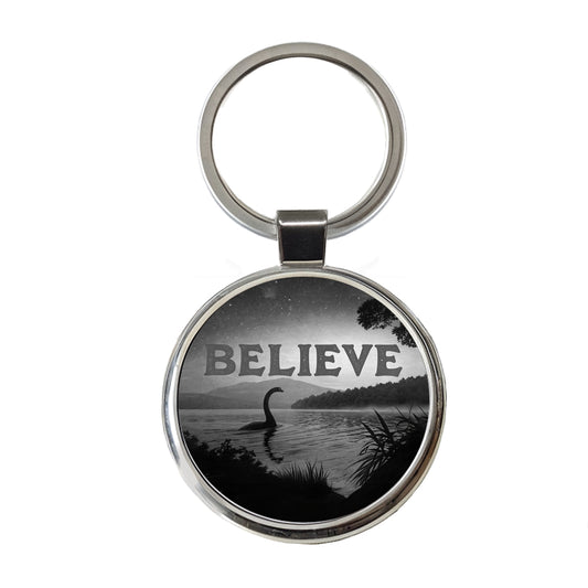 Believe Loch Ness Monster Fantasy Creatures Round Metal Keychain