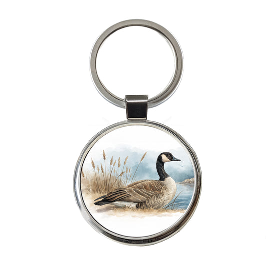 Canada Canadian Goose Illustration Round Metal Keychain
