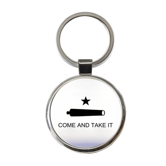Come And Take It Revolution Texas Cannon Flag Round Metal Keychain