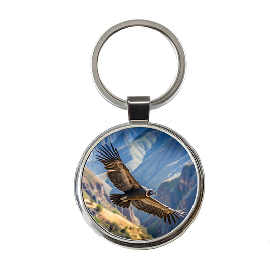 Condor In Flight Photo Round Metal Keychain