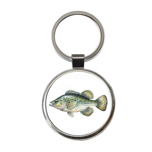 Crappie Fish Watercolor Illustration Round Metal Keychain