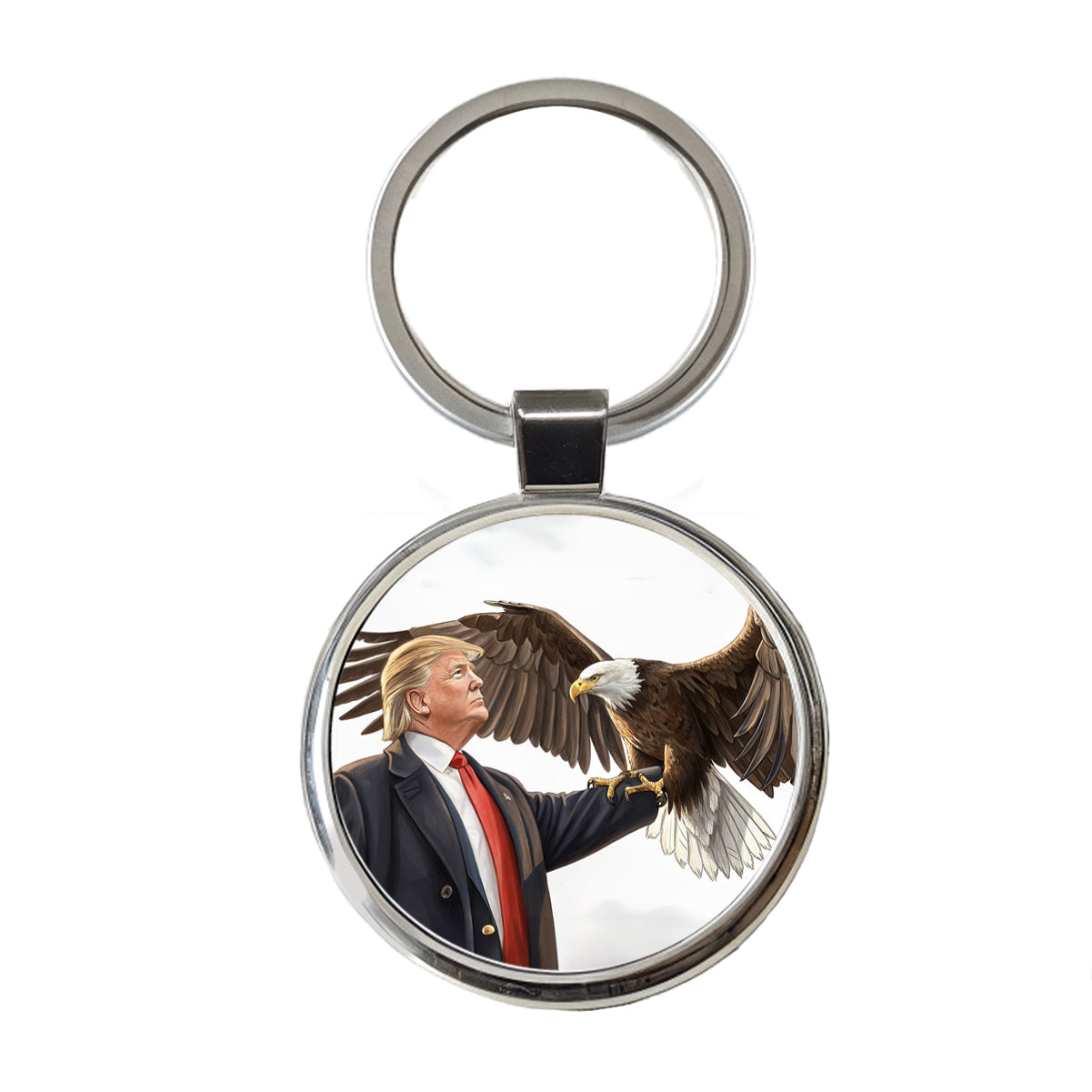 Donald Trump Holding A Bald Eagle Funny Round Metal Keychain