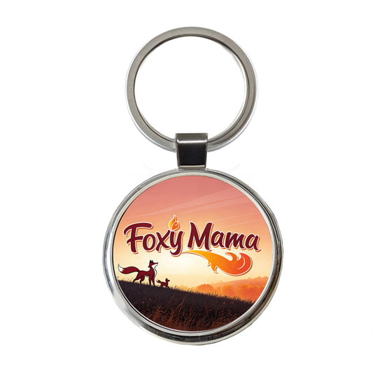 Foxy Mama Hot Fox Fire Funny Round Metal Keychain