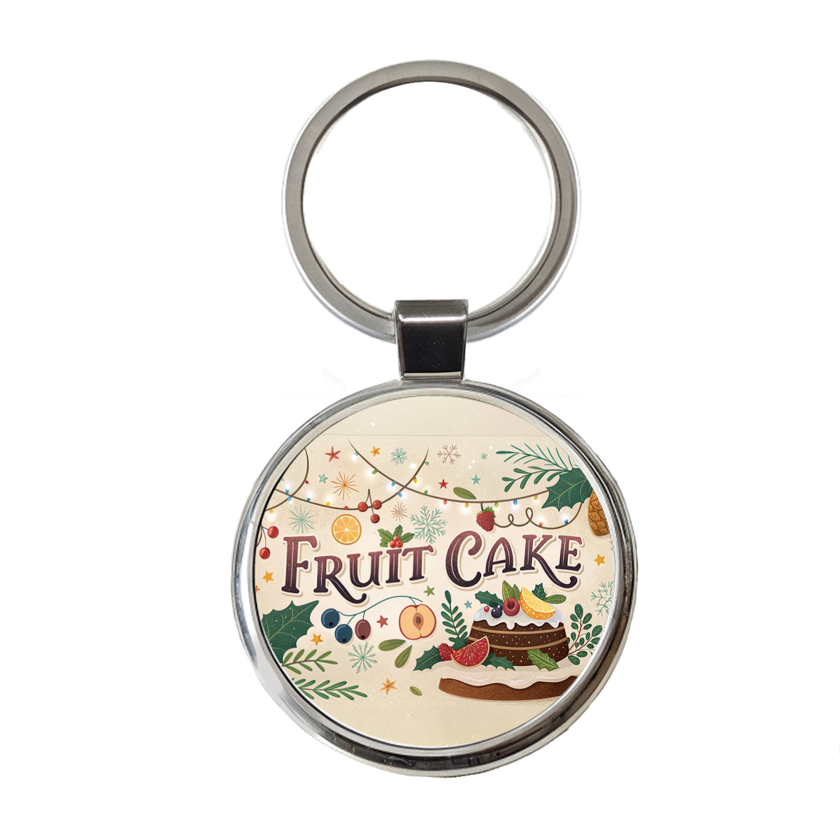Fruitcake Holiday Fruit Cake Round Metal Keychain