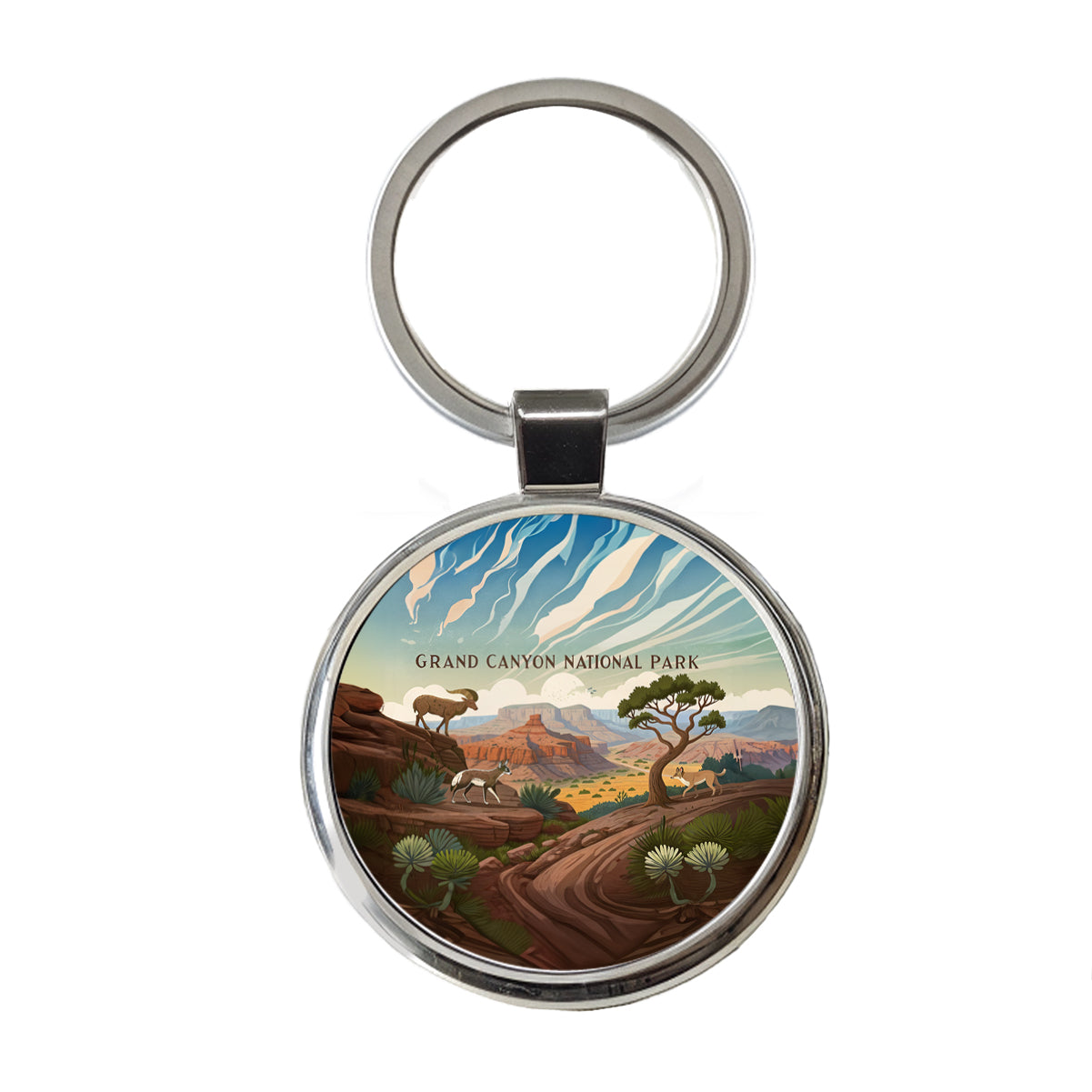 Grand Canyon National Park Animals Round Metal Keychain