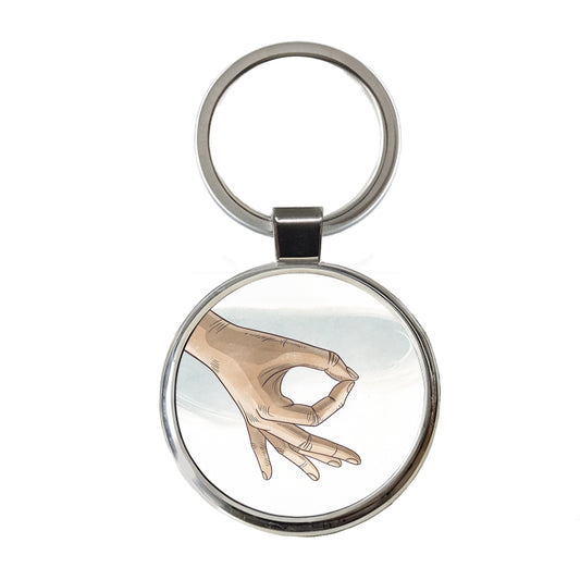 Hand Forming The Circle Game Round Metal Keychain
