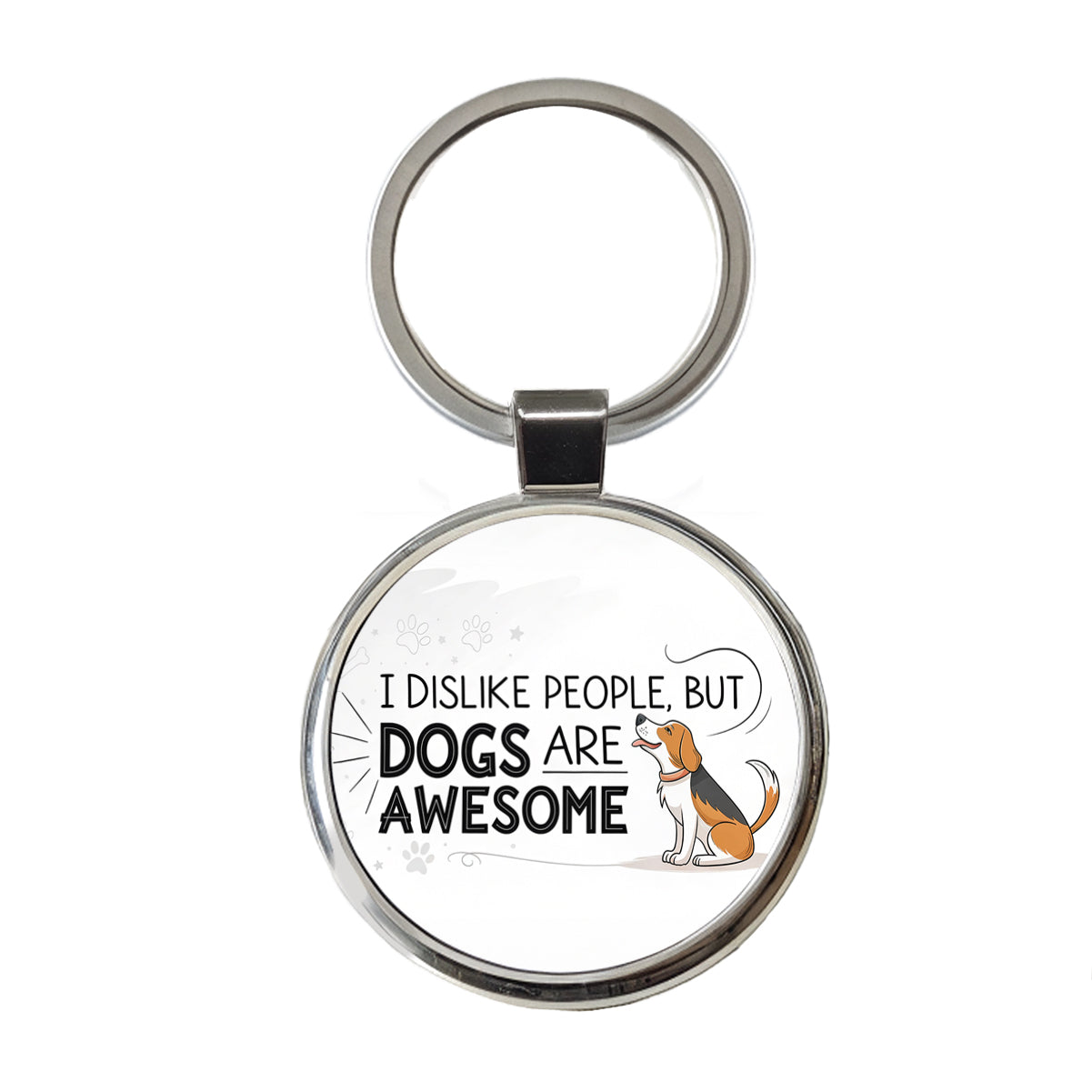I Dislike People But Dogs Are Awesome Funny Round Metal Keychain