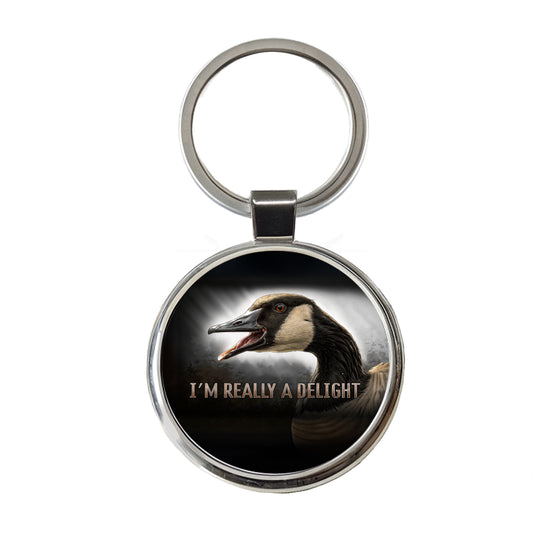 I'm Really a Delight Angry Canadian Canada Goose Funny Round Metal Keychain
