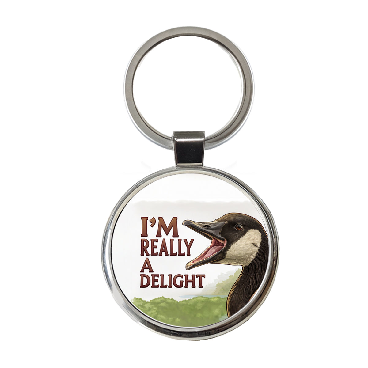 I'm Really a Delight Funny Angry Canadian Goose Round Metal Keychain