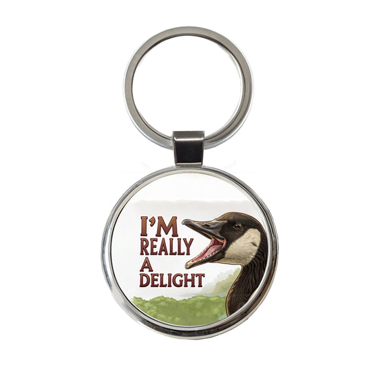 I'm Really a Delight Funny Angry Canadian Goose Round Metal Keychain
