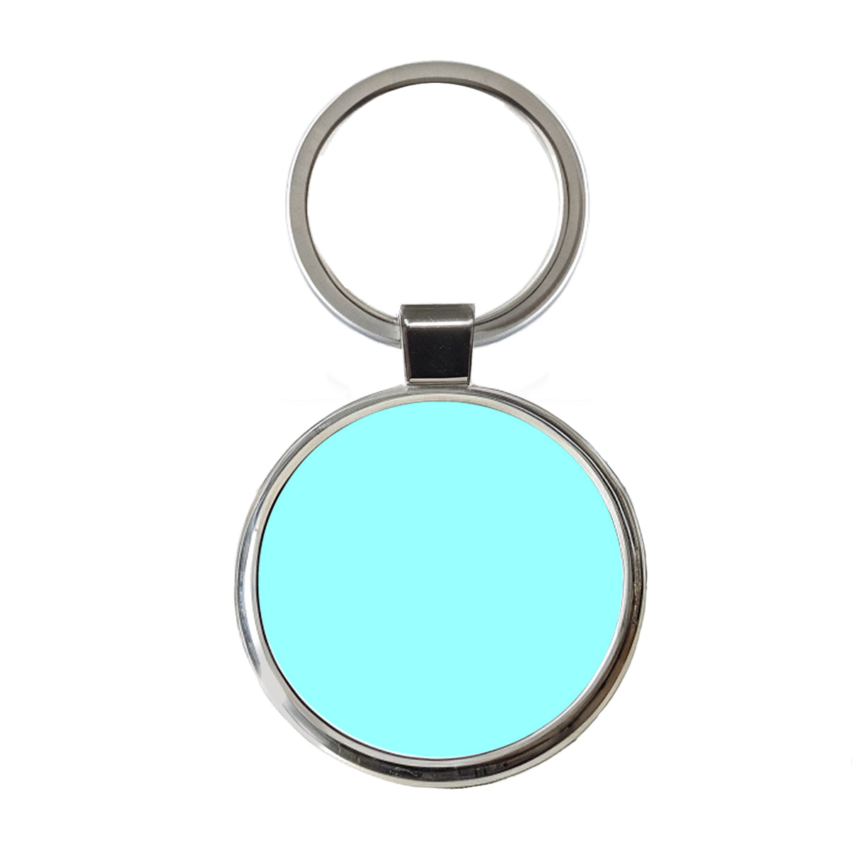 It's Just a Solid Light Blue Color Round Metal Keychain