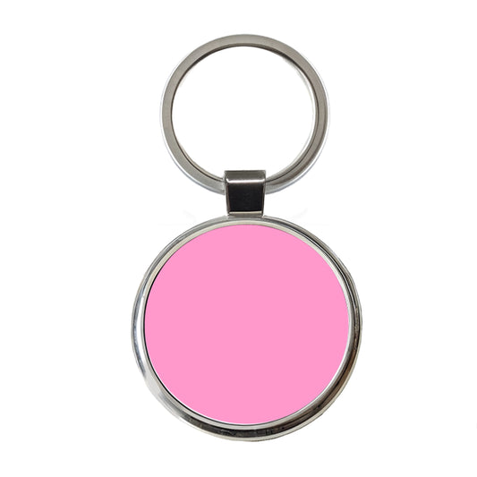 It's Just a Solid Pink Color Round Metal Keychain