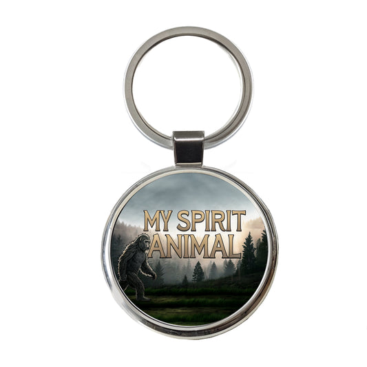 My Spirit Animal Bigfoot Funny Fantasy Round Metal Keychain