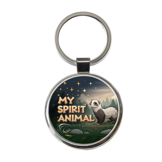 My Spirit Animal Ferret Funny Round Metal Keychain