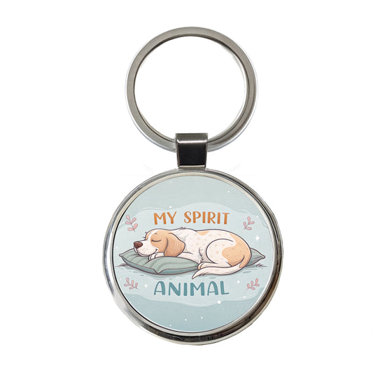 My Spirit Animal Sleeping Dog Funny Round Metal Keychain