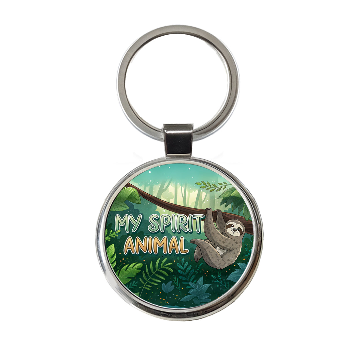 My Spirit Animal Sloth Funny Round Metal Keychain