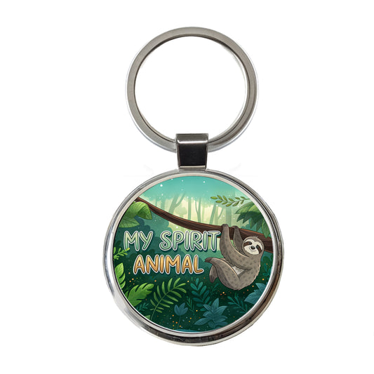 My Spirit Animal Sloth Funny Round Metal Keychain