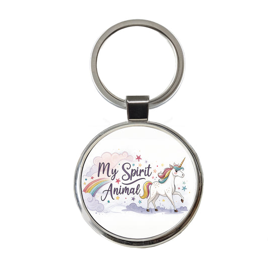 My Spirit Animal Unicorn Funny Fantasy Round Metal Keychain