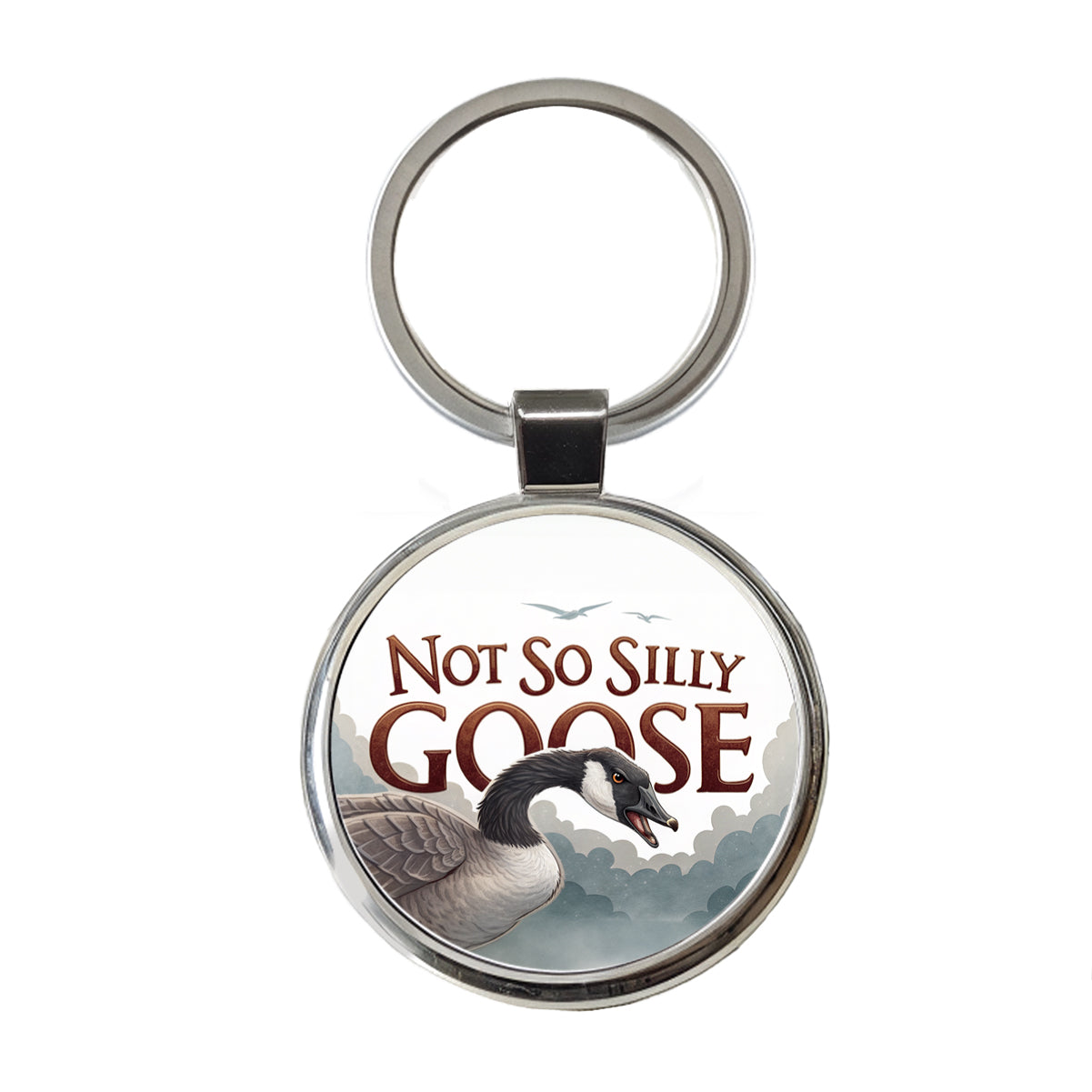 Not So Silly Goose Angry Canadian Goose Funny Round Metal Keychain