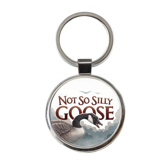 Not So Silly Goose Angry Canadian Goose Funny Round Metal Keychain