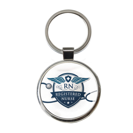 RN Registered Nurse Medical Hospital Round Metal Keychain