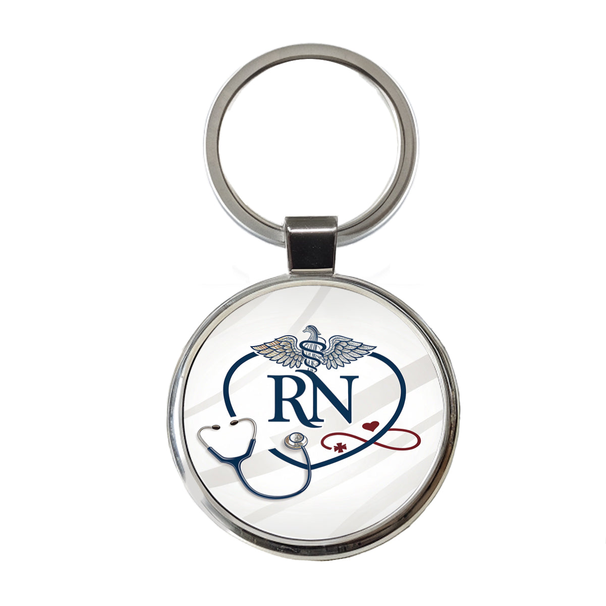 RN Registered Nurse Nursing Round Metal Keychain
