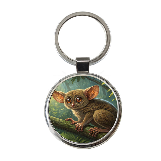 Tarsier Illustration Round Metal Keychain