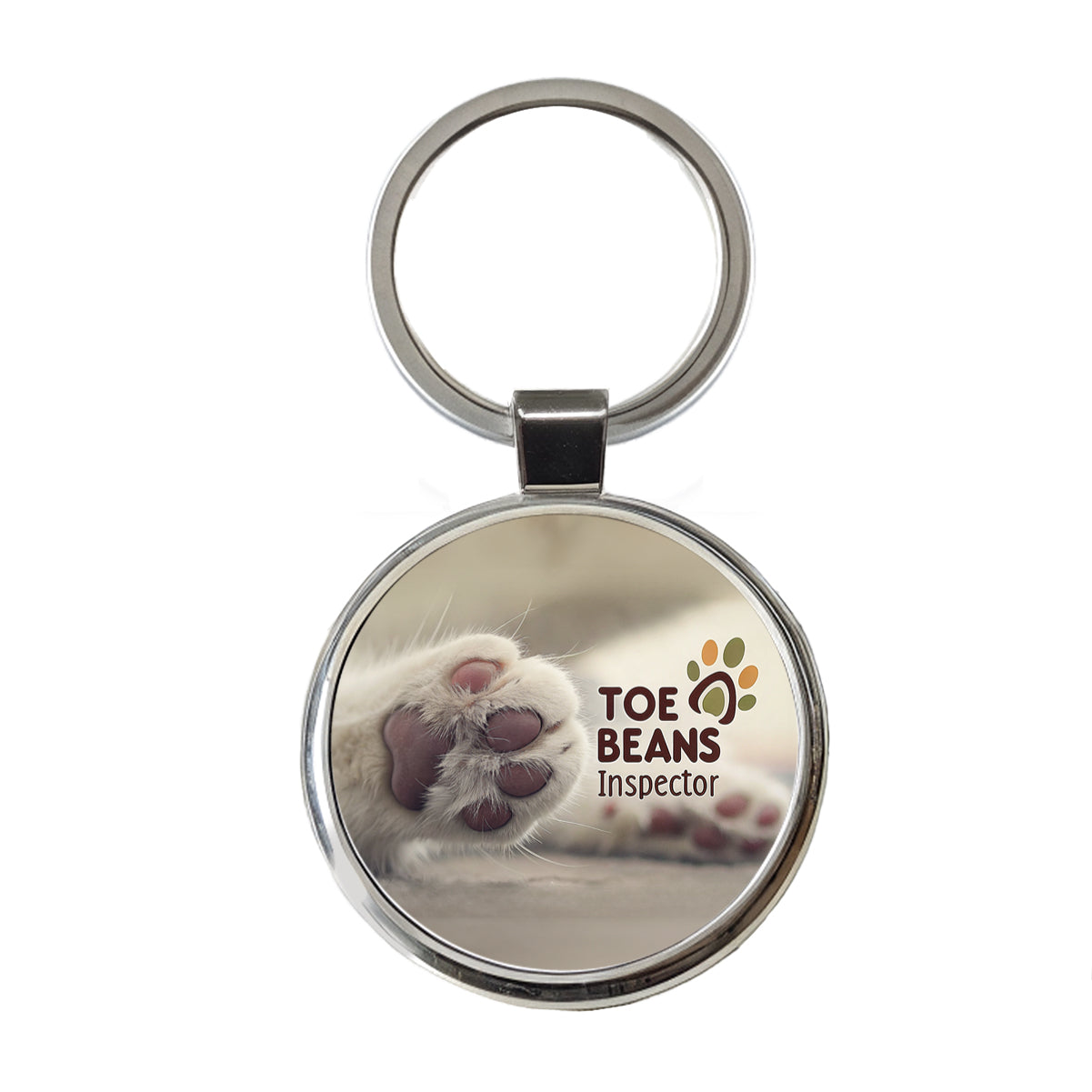 Toe Beans Inspector Cat Paw Funny Round Metal Keychain