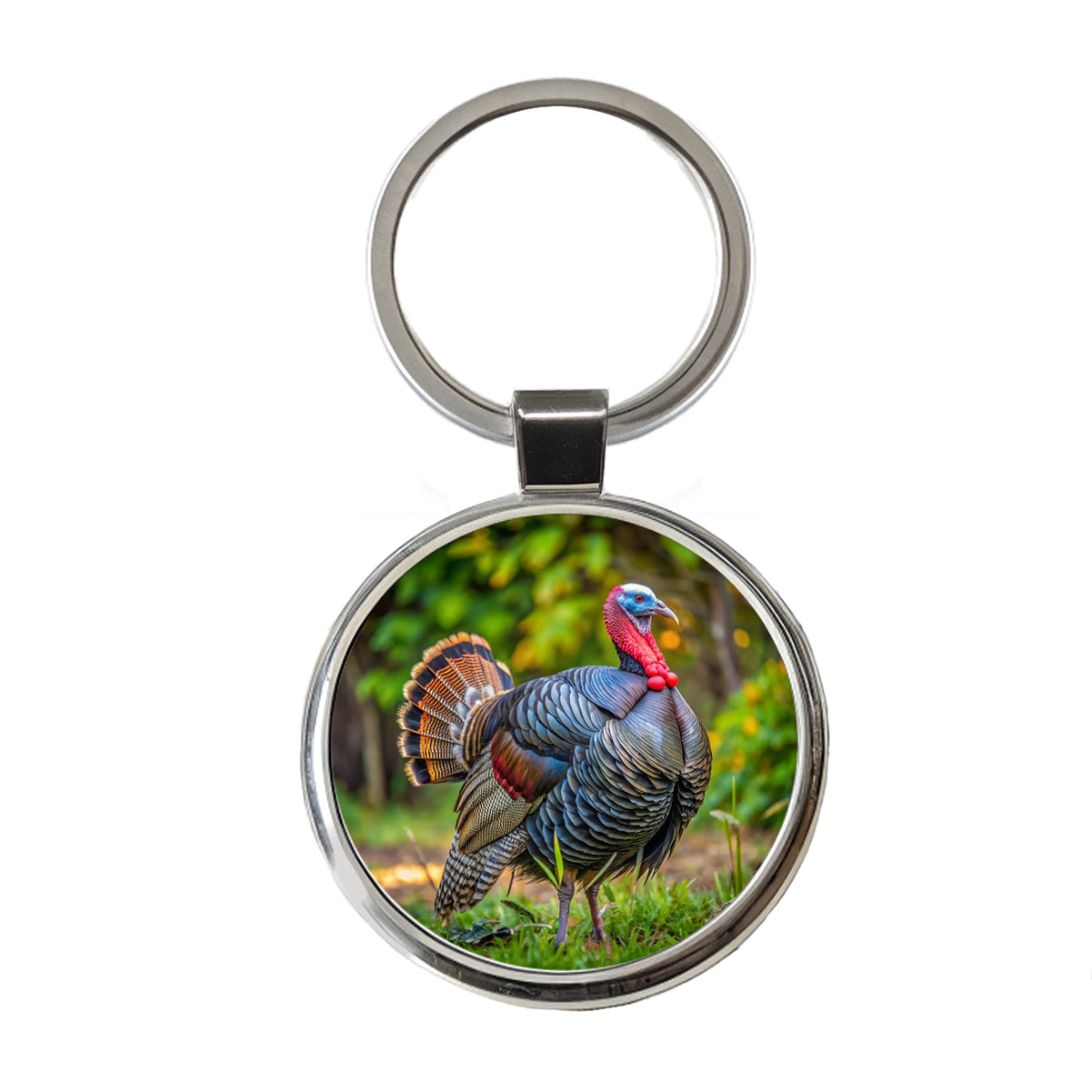 Tom Gobbler Male Turkey Photograph Round Metal Keychain
