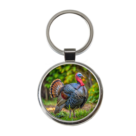 Tom Gobbler Male Turkey Photograph Round Metal Keychain