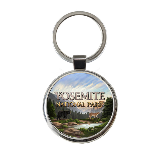 Yosemite National Park Animals Round Metal Keychain