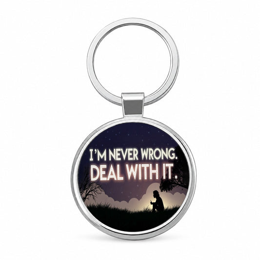 I'm Never Wrong Deal With It Funny Round Metal Keychain