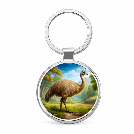 Moa Extinct Bird Illustration Round Metal Keychain