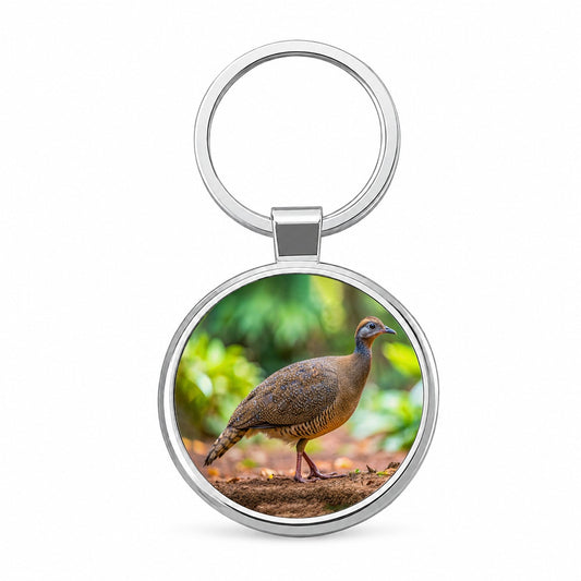 Tinamou Bird Photo Round Metal Keychain