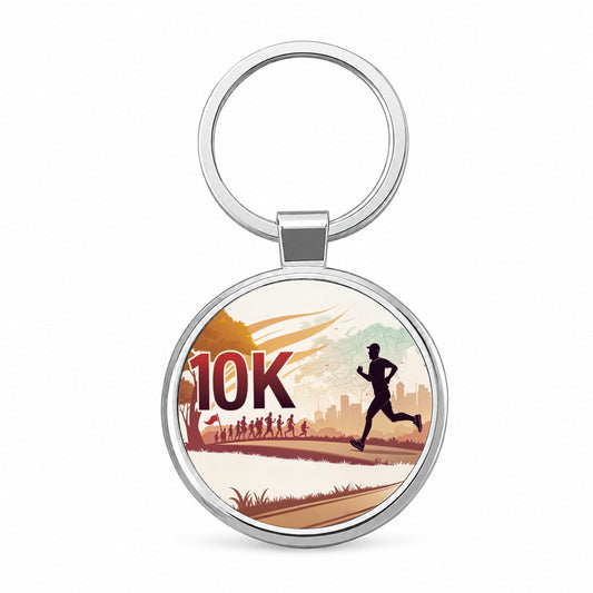10k Marathon Running Jogging Round Metal Keychain