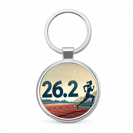 26.2 Marathon Running Jogging Track Round Metal Keychain