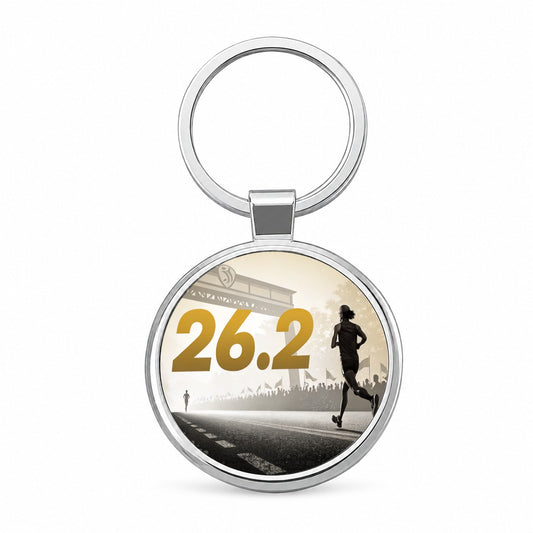 26.2 Marathon Running Jogging Round Metal Keychain