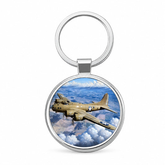 B-17 Flying Fortress WWII United States Air Force Heavy Bomber Round Metal Keychain