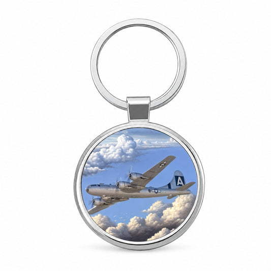 B-29 Superfortress WWII United States Air Force Heavy Bomber Round Metal Keychain