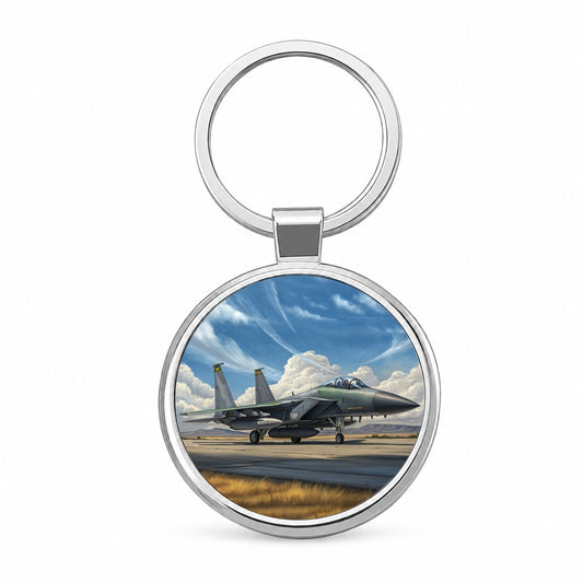 F-15e Strike Eagle United States Air Force Multirole Fighter Plane Round Metal Keychain
