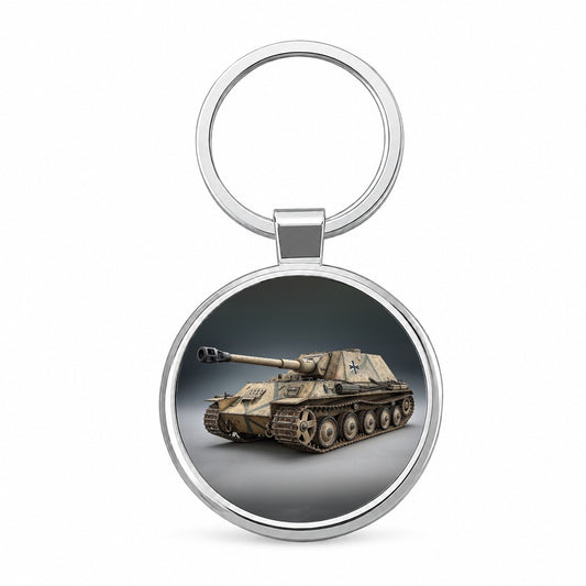 Ferdinand Elefant WWII German Heavy Tank Destroyer Round Metal Keychain